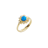 Blue Opal Sun Ring Sterling Silver